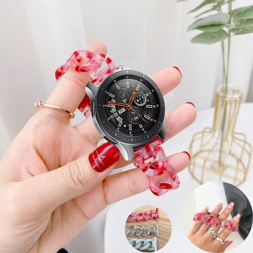 Women Watchband 22mm Strap for Sangsung Galaxy Watch 3 45mm Chain Resin Strap for Sansung Galaxy Watch 46mm Transparent Bracelet