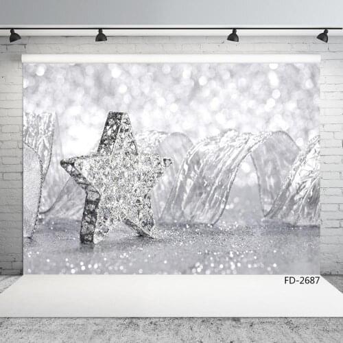 Christmas Sparkles Silver Star Photographic Backgrounds for Photo Shootings Vinyl Backdrops for Baby Children Party Photo Studio