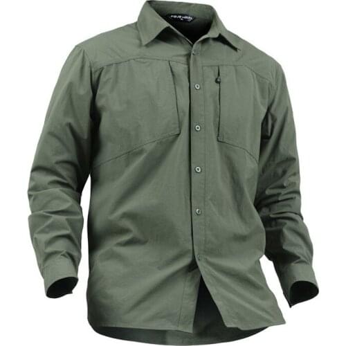 Tactical Military Waterproof Shirts Men Breathable Long Sleeve Cargo Shirts 100% Nylon Quick Dry Clothes Turn-Down Collar Shirts