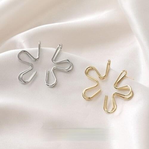 Spring 14K gold-clad copper gold-plated double-layered half-petal silver earring earrings hand-made material accessories 2PCS