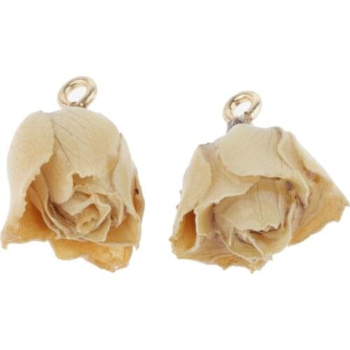 1 Pair Real Resin Dried Rose Flower Charms Pendant Jewelry Making Earring