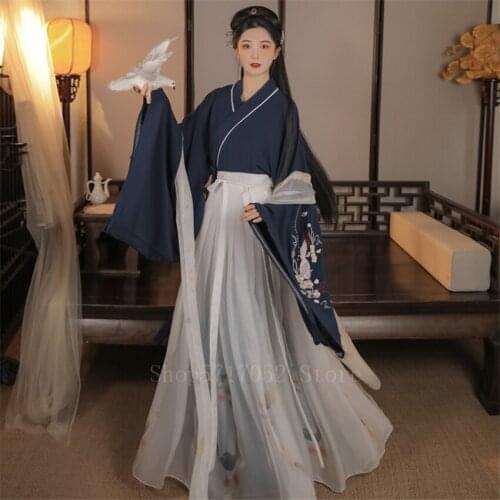 Fairy Women Hanfu Dress Traditional Chinese Clothing Festival Outfit Embroidery Ancient Folk Stage Performance Dance Costumes