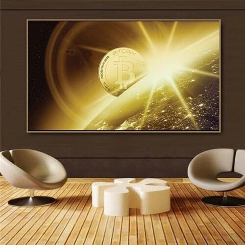 Modern Art Abstract Bitcoin Prints Canvas Painting Wall Art Posters and Pictures for Home Living Room Decor No Frame