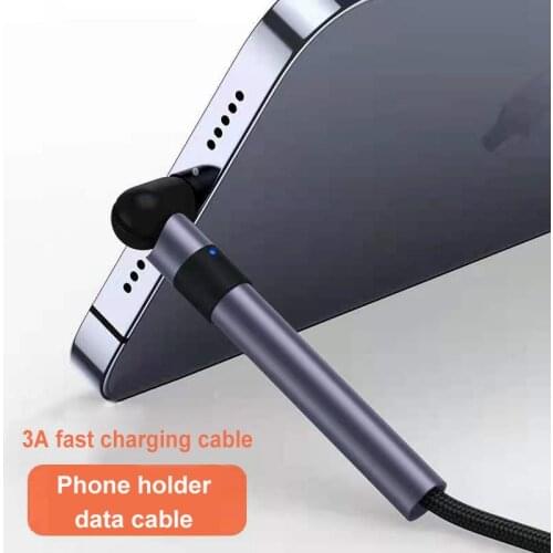 LED Indicator 3A Cell Phone Holder Android Charging Cable Quick Charge 3.0 Type-C Cable For Huawei Samsung Xiaomi Charging Cable