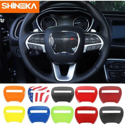 SHINEKA Interior Mouldings For Dodge Challenger 2015+ Car Steering Wheel Decoration Cover Stickers For Charger 2015+ Accessories