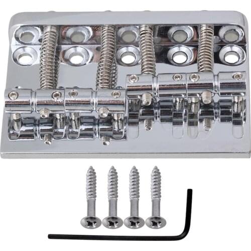 Yibuy Chrome Block Style 4string Bass Guitar Bridge Assembly 57mm String Pitch