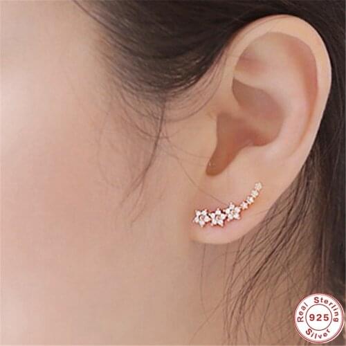 SHQIYAYI 925 Sterling Silver Studs Earrings For Women Star Girls Korean Jewelry High Quality CZ Crystal Zircon 222