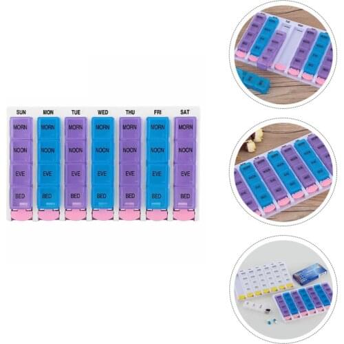 1pc Pill Case 28 Compartments Pill Storage Box Portable Medicine Container