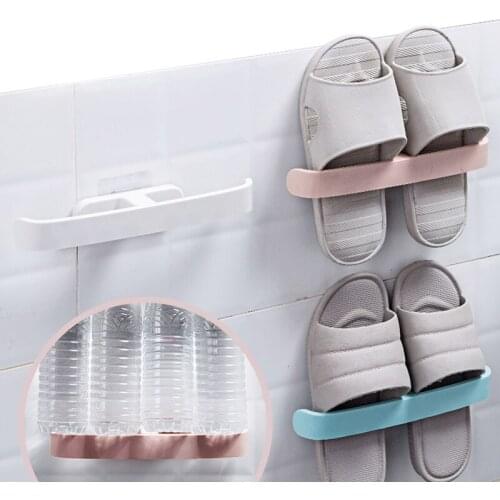 1 Pcs Bathroom Multifunctional Towel Bar Rack Wall Mounted Slippers Hanger Shoe Organizer Space Saving Hanging Shoe Rack