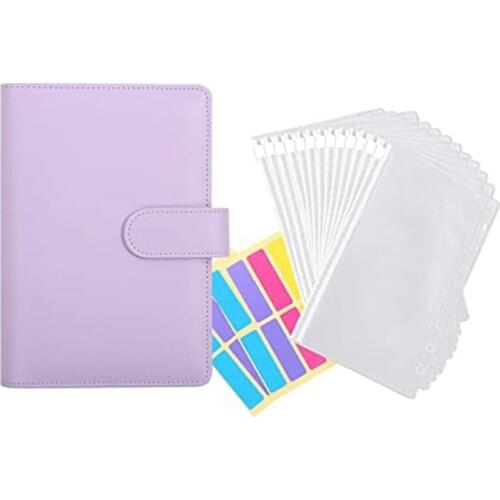 12 Pieces of Transparent Plastic A6 Binder Envelopes,Waterproof Cash Budget Envelope System,with Label Stickers