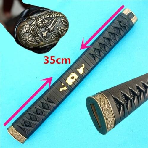 26CM, 30CM, 35CM Black Leather Handle For Japanese Sword Samurai Katana Long Wood Handle