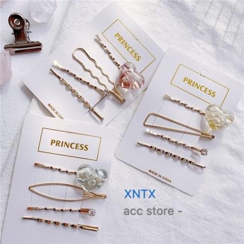 3Pcs/set Pearl Metal Gold Color RhinestoneHair Clip ins Barrette Hairband Hairpin Headdress for women girls Hair Accessories