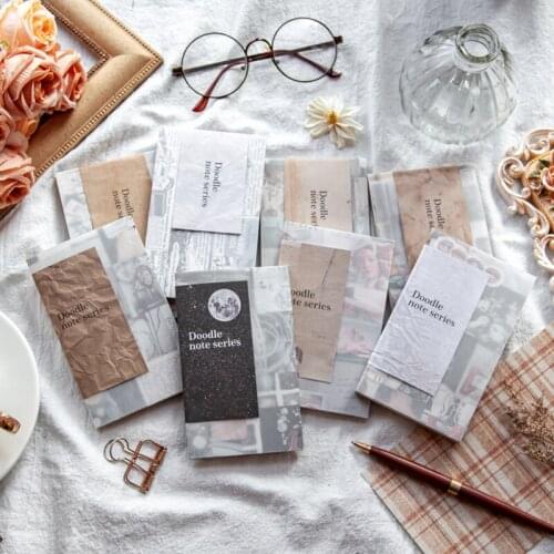 50 Sheets Retro Doodle Memo Pad Collage Message Note Paper Planner Decor Scrapbooking Notepad Stationery Office Supplies