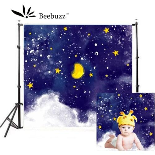 Watercolor Painted Night Starry Sky Photography Moon Starry Sky Photo Background Photography Studio