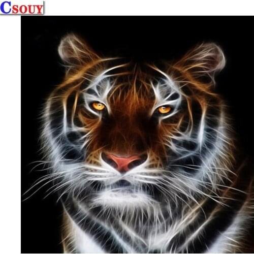 New 5D Diy Diamond Mosaic Tiger Animals Diamond Painting Drawing Full Square Round Drill Diamond Embroidery Cross Stitch Decor