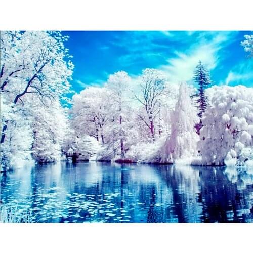 DIY Diamond Embroidery Winter Scenic Diamond Painting Landscape Cross Stitch Rhinestone Full Square Drill Diamond Mosaic Decor