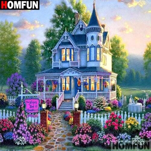 HOMFUN Full Square/Round Drill 5D DIY Diamond Painting "House landscape" Embroidery Cross Stitch 5D Home Decor A07666