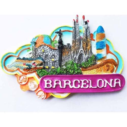 Barcelona, Spain, tourist attractions, souvenirs, magnetic stickers, refrigerator stickers