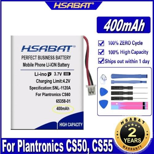 HSABAT WH300,WH350 400mAh Battery for Plantronics C65,CS351,CS361,CS50,CS510,CS520,CS55,CS65,HL10,Savi 410/420/710/720 Batteries
