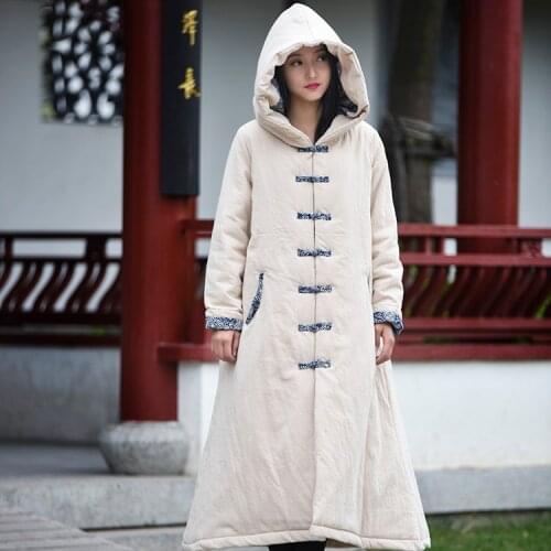 Chinese Style Long Winter Coat Women Warm Loose Thick Parka Coat Novelty Original Padded Long Jacket Parka Outwear