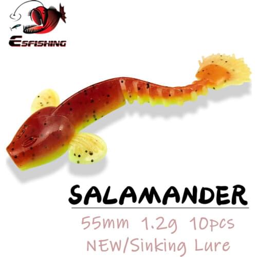 Esfishing New lure Worm Salamander 55mm 1.2g 10pcs Fishing Bait Soft lure Worm