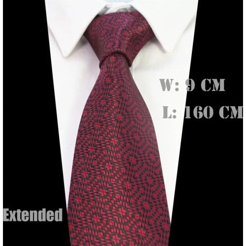 Ricnais New 63" Extra Long Size Tie For Men 160cm*9cm Necktie Floral Paisley Big Size For Mens Silk Neck Tie Suit Wedding Party