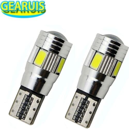 HK Post free 100X High power T10 Canbus 6SMD 5630 LED with Lens no Error 6 smd 5730 Car Wedge Light 501 194 168 DC 12V