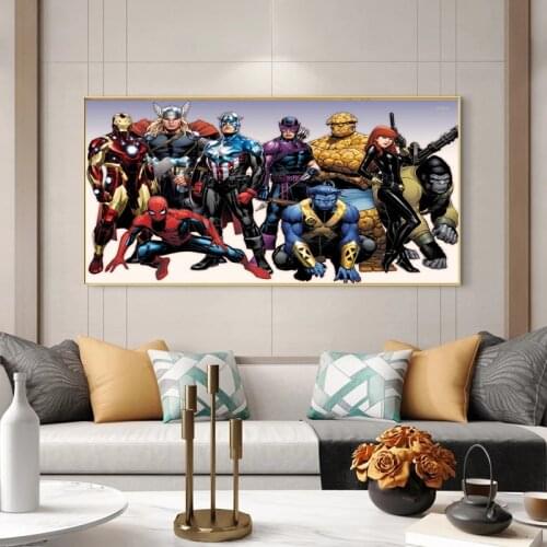 Spiderman Canvas Print Painting European and American Sci-fi Movie Decorative Poster Marvel Superhero Wall Art Home Decor