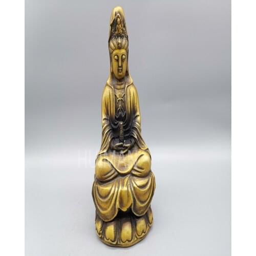 China Brass Statue Luck Wealth Avalokitesvara Metal Crafts Home Decoration