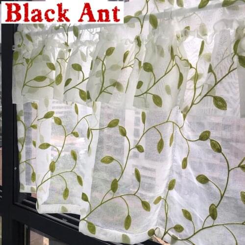 Leaves Short Curtain For Bay Window Double Layer Door Kitchen Curtain Partition Drape Coffee Curtain DL-WP072S#40