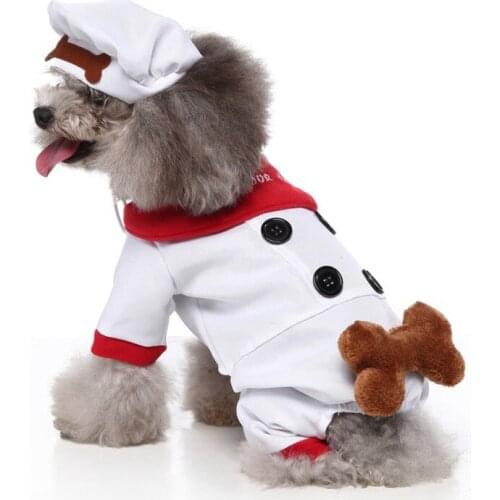 Dog Chef Costume for Small Medium Dogs Pet Clothes with Hat for Halloween Christmas Featival Birthday Party Photo Props