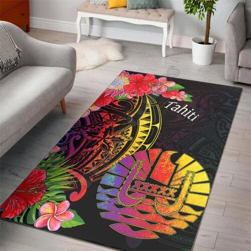 Tahiti Area Rug Tropical Hippie Style Carpet Mat for Living Room Doormat Flannel Print Bedroom Non-slip Floor Rug