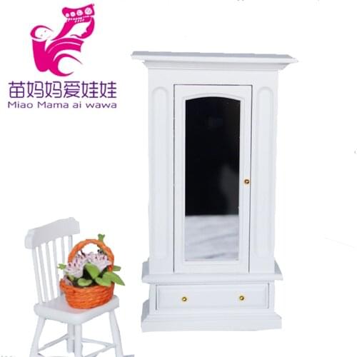 1/12 Doll house mini book room living room furniture accessories bookcase display European style cabinet with windows