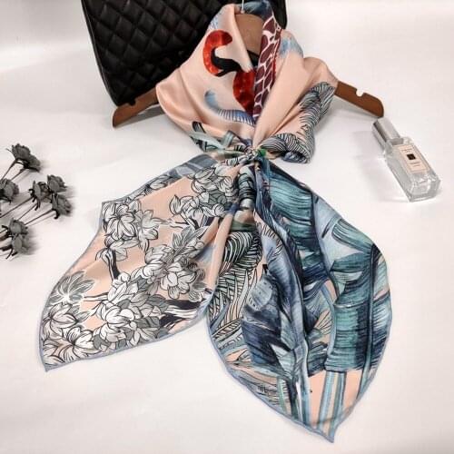 Square Satin Neckerchief Real Mulberry Silk Scarf Womens Wrap Shawl Spring Summer Ladies Fashion Kerchief Neck Scarves