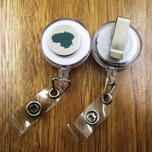 Lithuania ID Badge Reel gift for him/her friend family retractable recoil id badge holder work fun