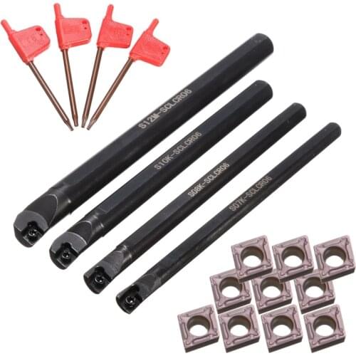 Best 4 Set Of 7/8/10/12Mm Sclcr Lathe Boring Bar Tool Holder+10Pcs Ccmt 0602 Inserts