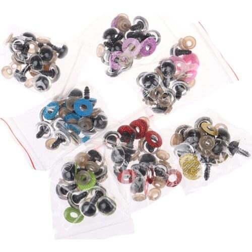 10 Sets 16MM Stuffed Toys Glitter Safety Eyes Nonwovens Washer Clear Doll Eyes Dolls Accessories
