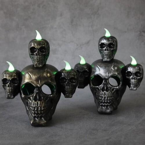 Smoke Horror Skull Head Lamp Halloween Decoration LED Electronic Pumpkin Candle Light Haunted House Prop Festival Party Ornament