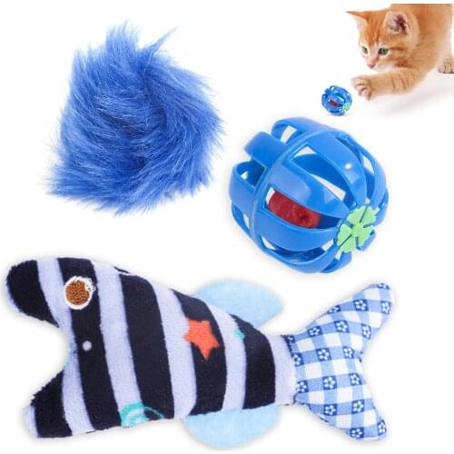 New 3pcs Cat Toy Creative Funny Interactive Catnip Ball with Bell Toy Fake Fish Pet Toy Cat Training Playing Cat Toys