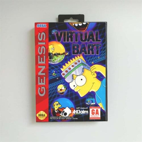 Virtual Bart - USA Cover With Retail Box 16 Bit MD Game Card for Sega Megadrive Genesis Video Game Console