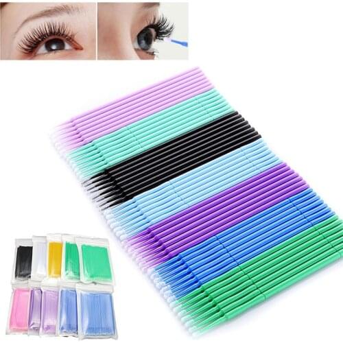 100Pcs Disposable Permanent Makeup Eyelash Cotton Swab Applicator Mascara Brush Lash Extensions Swab For Eyelash Extension Tool
