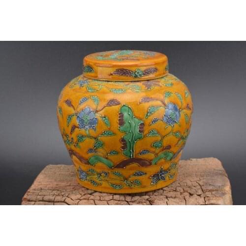 Rare Ming Dynasty porcelain pastel jar,Flower,TIAN ZI GUAN, best collection & adornment, Free shipping