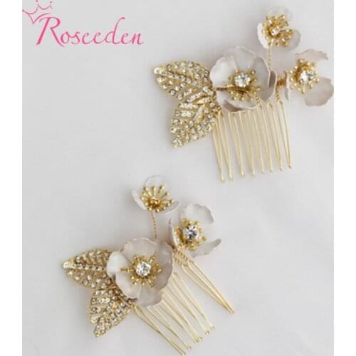 Handmade Simple Flower Bridal Hair Comb Japan Hair Barrette Wedding Hair Jewelry Bridesmaid Hairpiece RE3825