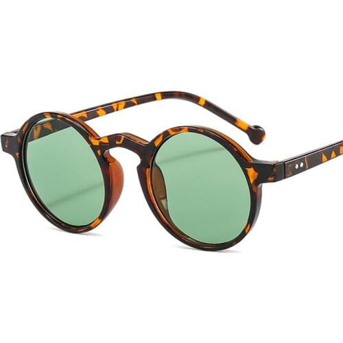 Round Frame Women Men Sunglasses Green Tan Lens UV400 Eye Protection Girl Sexy Ladies Fashion Outdoor Eyewear