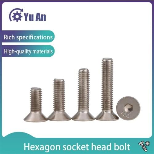 Standard Din7991 Nickel Plated 10.9 Grade Countersunk Head Socket Head Screw Flat Head Socket Head Bolt M1. 6-m8 30PCS