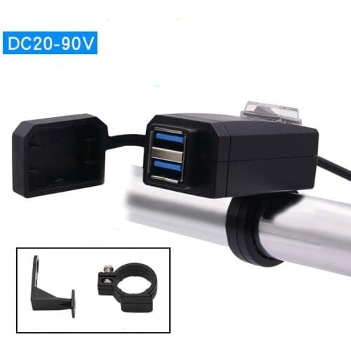 20-90V Universally QC3.0 USB Motorcycle Charger Waterproof Dual USB Quick Change Power Supply Adapter for iphone Samsung Huawei