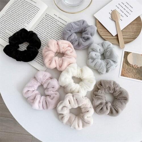 Women Scrunchies Elastic Hair Ties Bands Adult Solid Plush Fashion Girl Korean Mujer Accessories Hyuna Wholesale