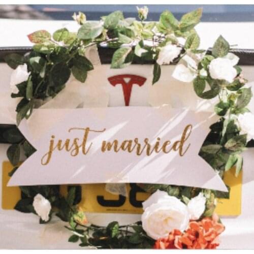 Gold " Just Married " Wedding Sign Wedding Haning Signs Wedding Car Decoration Engagement Decorations