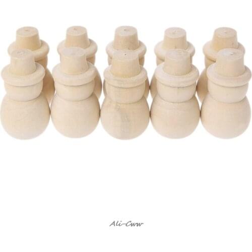 10Pcs/Set Unfinished DIY Wood Peg Doll Christmas Snowman Cake Toppers Decoration For Wedding/Christmas