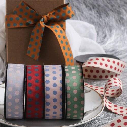 10yards 10mm/16mm/25mm/40mm Double Color Dots Print Stain Ribbon for Gift Bouquet Wrapping Hairbow DIY Party Wedding Decoration